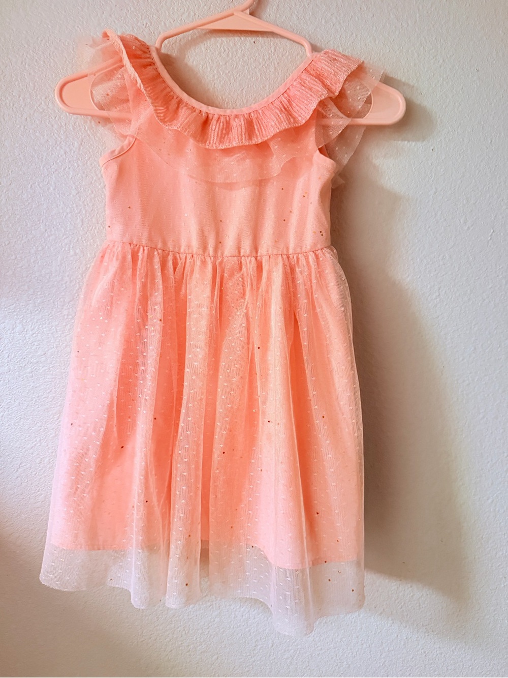 Cat & Jack Peach/Pink Ruffle Tulle Party Dress